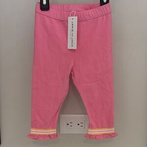 Janie and Jack Pink Leggings with Yellow Trim
